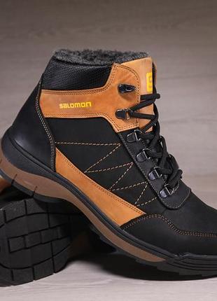 Ботинки кроссовки зимние кожаные на меху salomon7 фото