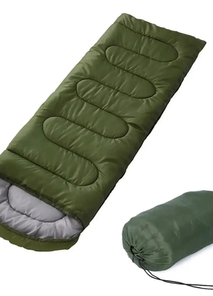 Теплый спальный мешок хаки king size (210х100см)