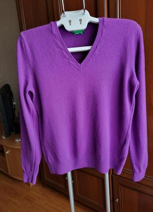Пуловер united colors of benetton 100% шерсть размер s/m1 фото