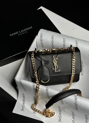 Сумка клатч ysl sunset mini chain black/gold