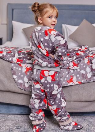 Детская теплая махровая пижама, 92-110 см. 19715389 фото