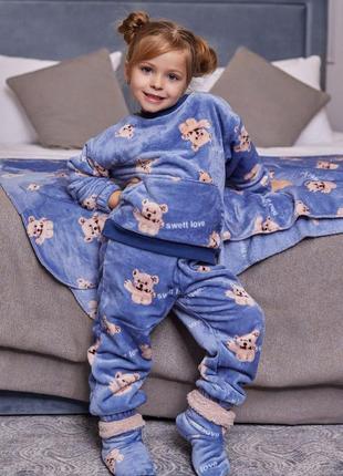 Детская теплая махровая пижама, 92-110 см. 19715383 фото