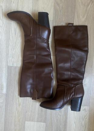 Кожаные сапоги на зиму коричневые кожаные сапоги на каблуке на зиму кожу