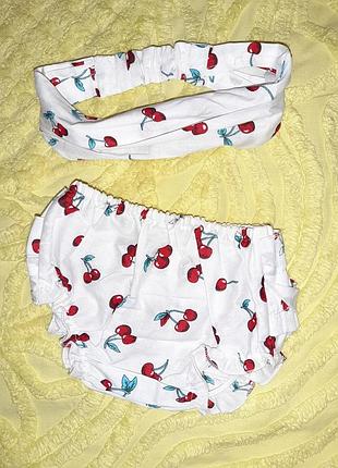 Комплект на лето   блумеры+  повязка  2-6 м для девочки