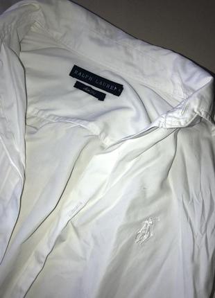 Белая базовая приталенная рубашка ralph lauren slim fit 6 оригинал4 фото