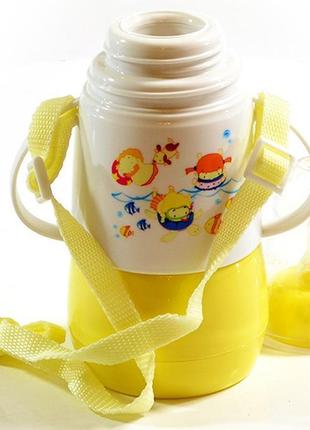 Бутылочка детская для кормления fissman babies "забавное купание" 150мл с ремешком, желтая2 фото