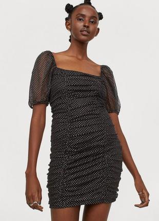 Платье с блестками на подкладке для женщины h&m 0921447 xs черный2 фото