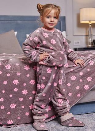 Детская пижама махровая с принтом
(unisex / family look)