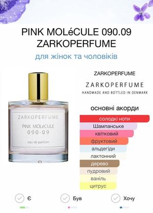 Розпив zarkoperfume pink molécule 090.09 заркопарфум пинк молекула3 фото