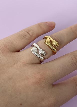 Каблучка обійми перстень колечко кільце золото срібло мінімалізм мінімалістичне стильне сучасне якісне3 фото