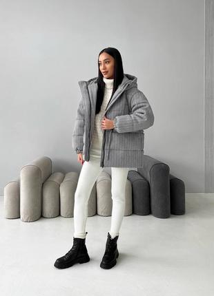 Теплая качественная шерстяная зимняя куртка с поясом5 фото