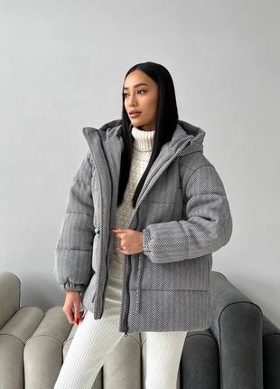 Теплая качественная шерстяная зимняя куртка с поясом7 фото