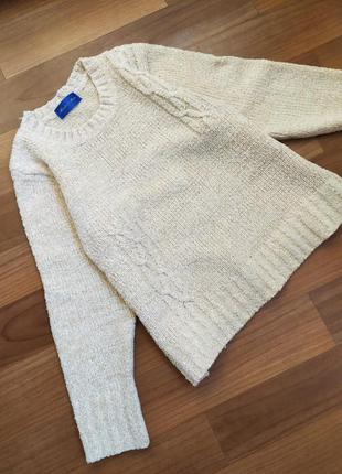 Молочный свитер плюшевый бежевый / свитерок свитшот / вязанный мягкий / кофта