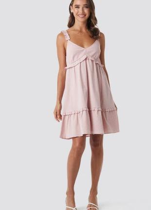 Женское мини-платье с оборками na-kd frilled mini dress rose pink 36 eu3 фото