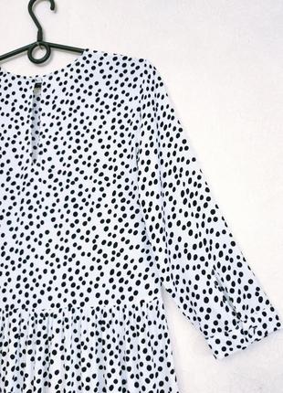 Довга сукня вільного крою zara біле плаття в горошок міді оверсайз8 фото