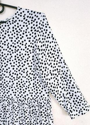 Довга сукня вільного крою zara біле плаття в горошок міді оверсайз7 фото