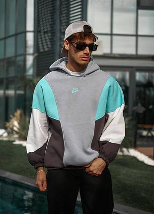 Худи мужское nike, найк, флис, оверсайз, oversize, унисекс, толстовка с капюшоном, свитшот, свитер, бренд, теплый