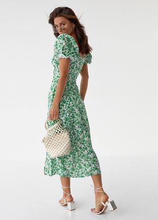Цветочное платье миди с разрезом modaway - зеленый цвет, m (есть размеры)2 фото