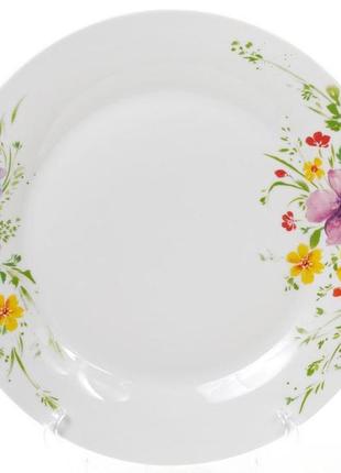 Набор 6 фарфоровых обеденных тарелок "цветы акварелью" ø27см