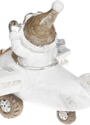 Декор «сніговик у білому літаку» з led-підсвіткою, кераміка, 37.5х33х34.5см2 фото