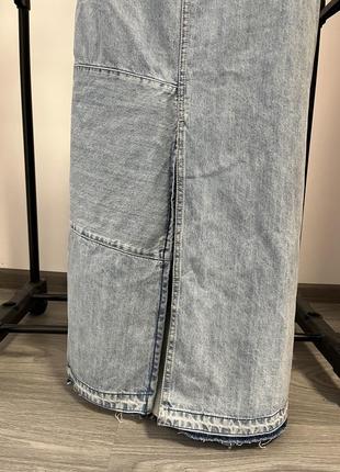Стильное джинсовое сарафан платье миди с разрезами дизель7 фото