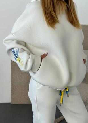 Дуже класний костюм жіночий спортивний прогулянковий якість піньє не кошлатиться бавовна 95% з вишивкою колосок український орнамент 🇺🇦