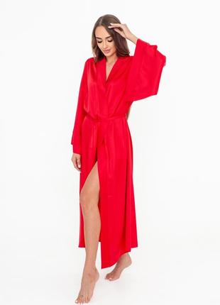 Serenade 991-6д червоний довгий халат з поясом шовк армані2 фото