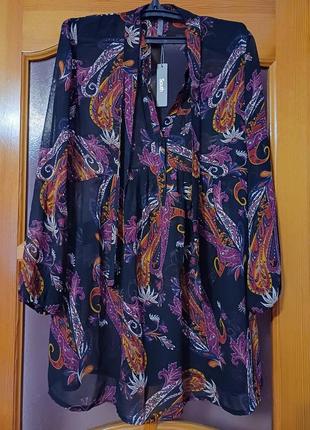 Элегантная удлиненная шифоновая блуза туника8 фото