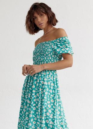 Довге жіноче плаття з еластичною талією й оборкою esperi — смарагдовий колір, s (є розміри)8 фото