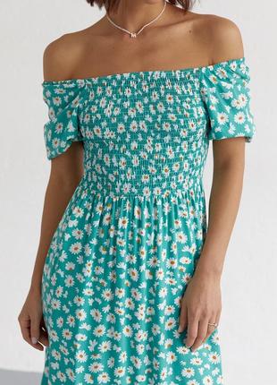 Довге жіноче плаття з еластичною талією й оборкою esperi — смарагдовий колір, s (є розміри)4 фото