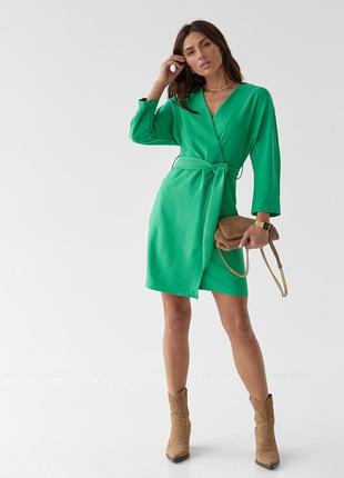 Платье-кимоно на запах с поясом fame istanbul - зеленый цвет, s (есть размеры)