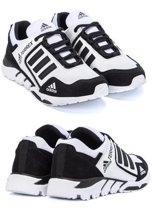 Чоловічі шкіряні кросівки adidas (адідас) terrex white, чоловічі туфлі білі, повсякденні кеди. чоловіче взуття