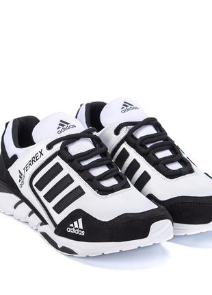 Чоловічі шкіряні кросівки adidas (адідас) terrex white, чоловічі туфлі білі, повсякденні кеди. чоловіче взуття5 фото