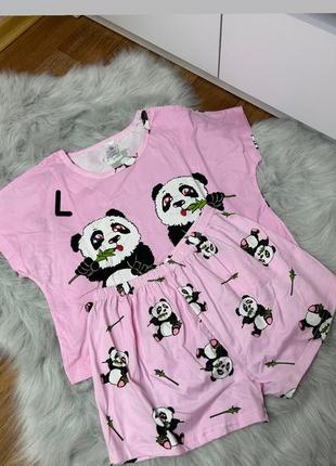 ❄️ розпродаж ❄️ трикотажна жіноча піжама футболка та шорти ❄️