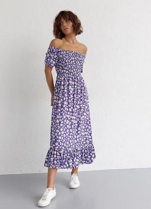 Женское длинное платье с эластичной талией и оборкой esperi - фиолетовый цвет, s (есть размеры)6 фото