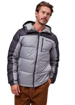 Пуховик marmot guides down hoody jacket (размер medium, цвет grey storm/dark steel)