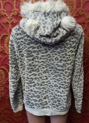 Пушистая теплая флисовая пижамная кофта с капюшоном 12-14 размер2 фото