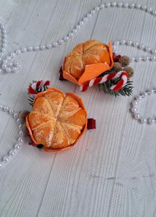 Заколки с мандаринками, мандаринки, костюм мандаринки