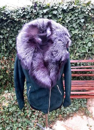В наявності куртка з натурального замша та натуральним хутром чорнобурки
