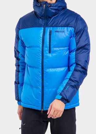 Пуховик marmot guides down hoody jacket (размер small, цвет clear blue/arctic navy)