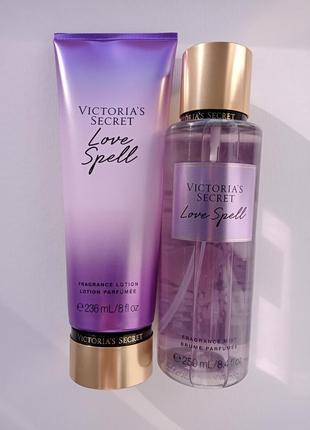 Набор love spell victoria's secret парфюмированный мист 250 мл + лосьон 236 мл mist виктория сикрет