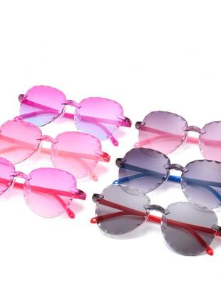 Безоправные детские очки-авиаторы от солнца с темно серой линзой антирефлекс2 фото