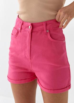 Шорты джинсовые с высокой посадкой ello - розовый цвет, l (есть размеры)4 фото