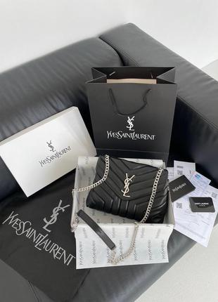 Сумка клатч ysl college black leather