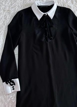 Черное платье zara с воротничком1 фото
