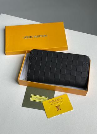 Кошелек из натуральной кожи louis vuitton zippy vertical wallet black chess