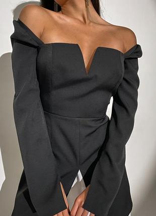 Платье женское короткое, нарядное, вечернее, коктельное, на корпоратив, черно - белое6 фото