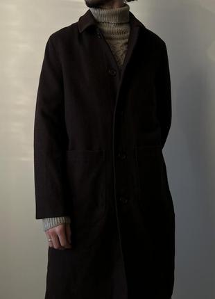 Weekday wool coat оверсайз стильное пальто шерсть оригинал коричневое новое красивое длинное премиум теплое стеганое утепленное7 фото