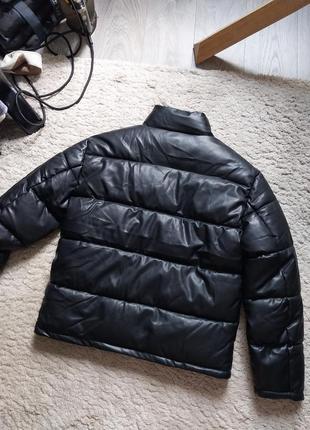 Кожаный пуховик куртка4 фото