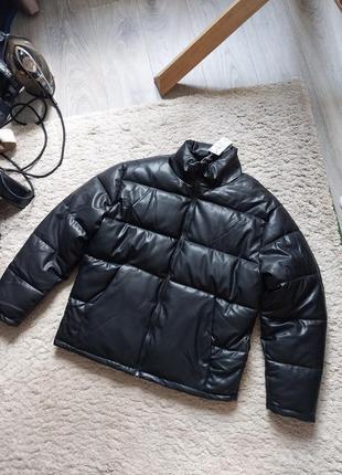 Кожаный пуховик куртка